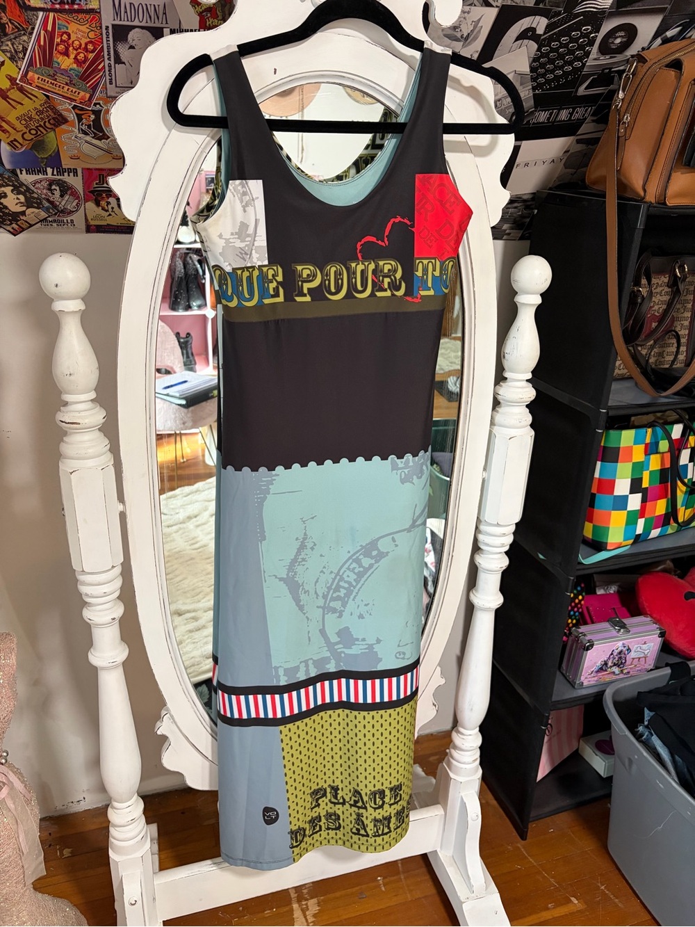 MISSLOOK Multicolor Graphic Maxi Dress with Aqua and Black Panels